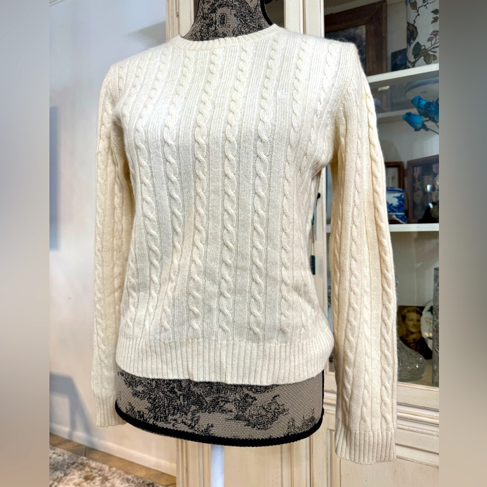 SOLD Lauren Ralph Lauren Cable Knit Cashmere Sweater Large Ivory Cream
